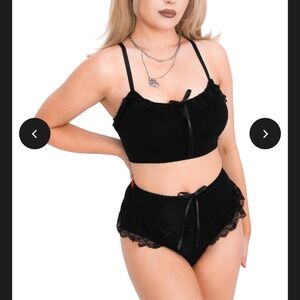 Foxblood Priscilla top and bottom Black Lace Trim Intimate Set